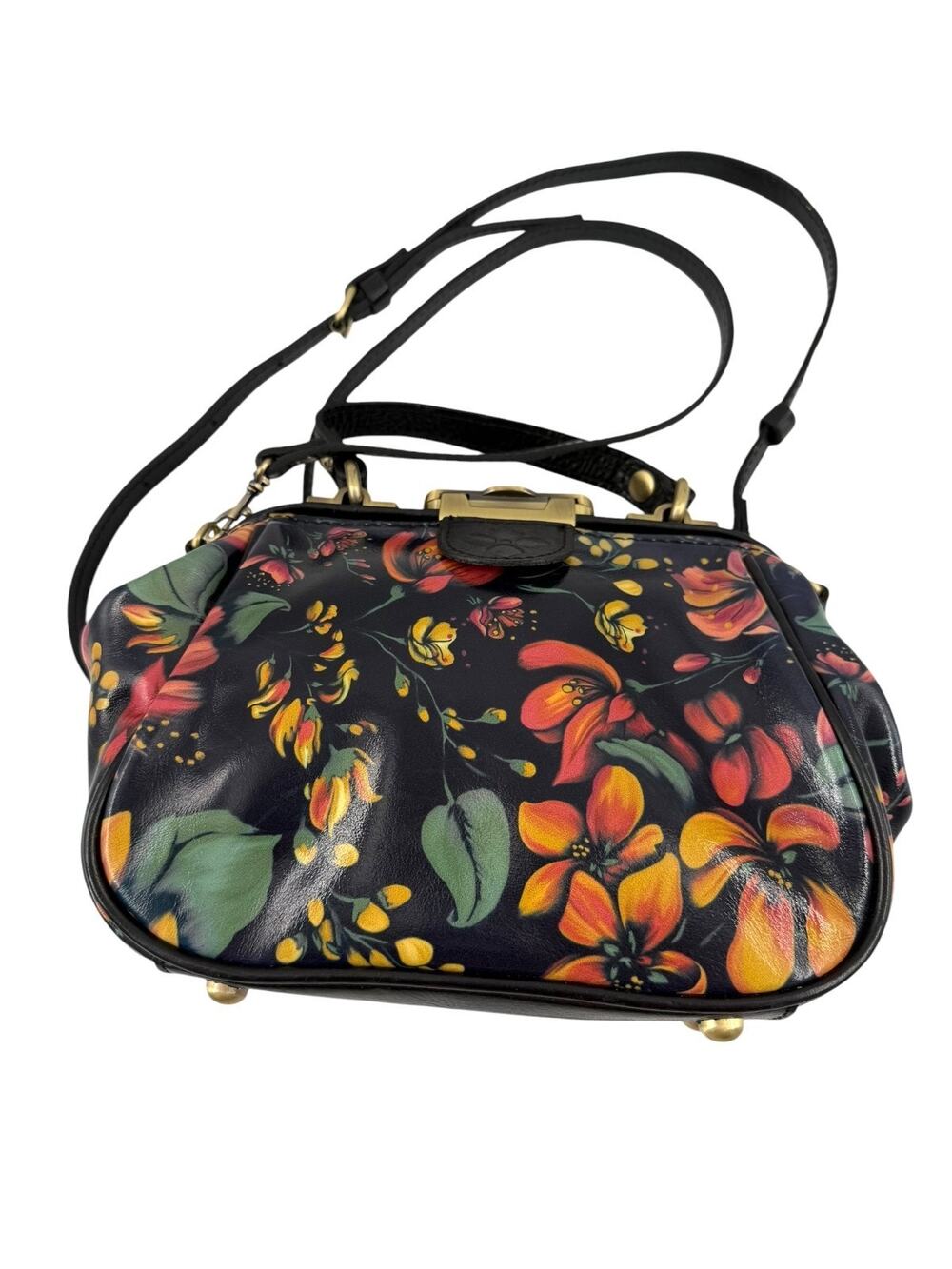 Patricia Nash Tropical Escape Antica Leather Frame Crossbody Satchel Bag Classic